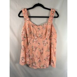Torrid 1 Peplum Challis Corset Babydoll Tank Top Floral Pink
